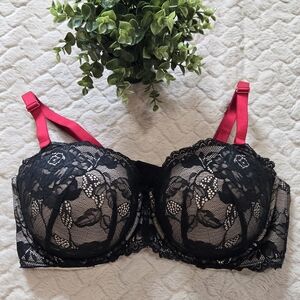Torrid Curve Black and Nude Lace Adjustable and Convertible Push-Up Bra, 40DD